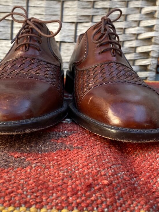 Vintage Mezlan San Juan Woven Leather Mens Shoes Made in Spain Brown Loafers 8.5 main image 11